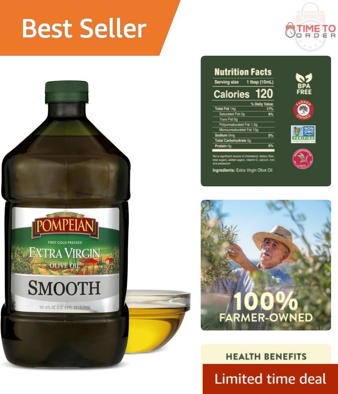 Smooth Extra Virgin Olive Oil 101 Fl Oz Cold Pressed for Cooking Sautéing
