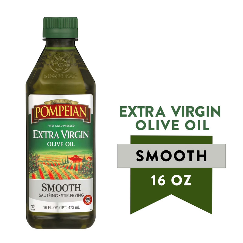 Pompeian Smooth Extra Virgin Olive Oil - 16 fl oz Bottles - NEW (2 Pack) gallery