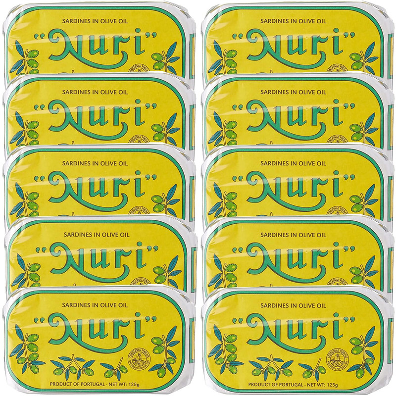 NURI Sardines in Olive Oil 10-Pack Premium 4.4 oz Cans Healthy Snacks