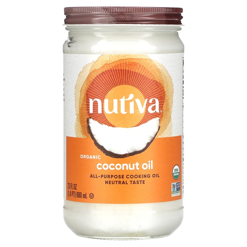 Nutiva Organic Coconut Oil Refined 23 fl oz 680 ml B Corp, Hexane-Free, Kosher,