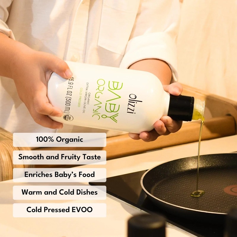 Olizzi Baby Organic Extra Virgin Olive Oil, 16.9oz – Cold Pressed for Baby Food gallery