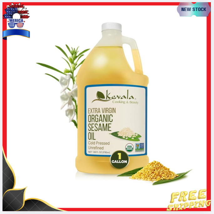 New Organic Sesame Oil Extra Virgin 128 Oz Cold Pressed Non GMO Kosher