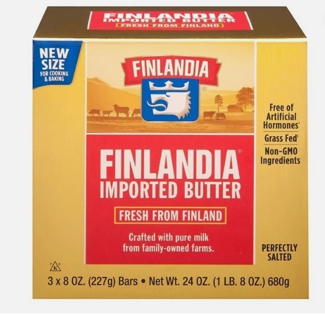 Finlandia Imported Butter 24oz x 2 – 6 Bars Salted Grass Fed Non GMO Fresh