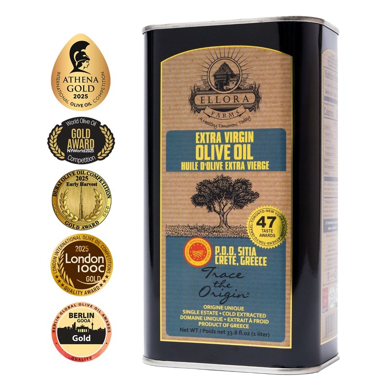 Single Estate SITIA, Greek Extra Virgin Olive Oil, Kosher, Traceable, 34oz (1Lt)