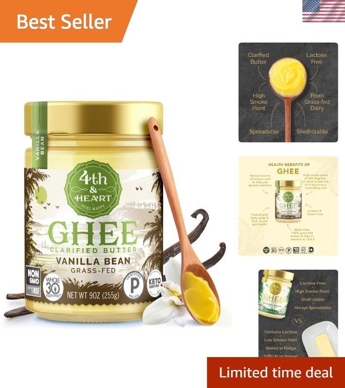 Old-Fashioned Vanilla Bean Ghee – 9 Oz of Grass-Fed Goodness for Gourmet Cooking