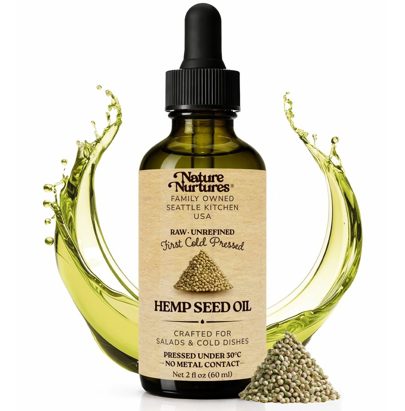 Hemp Seed Oil for Cooking Raw Unrefined First Cold-Pressed Below 30C Made in USA