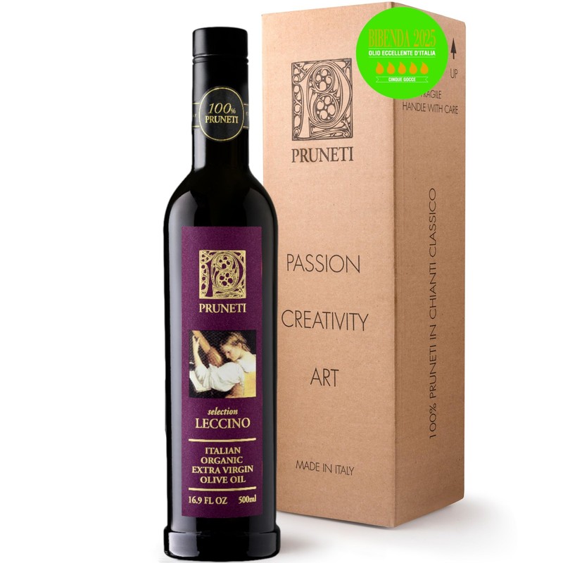 Pruneti Leccino Organic Extra Virgin Olive Oil from Tuscany – 2025 Gold Award…