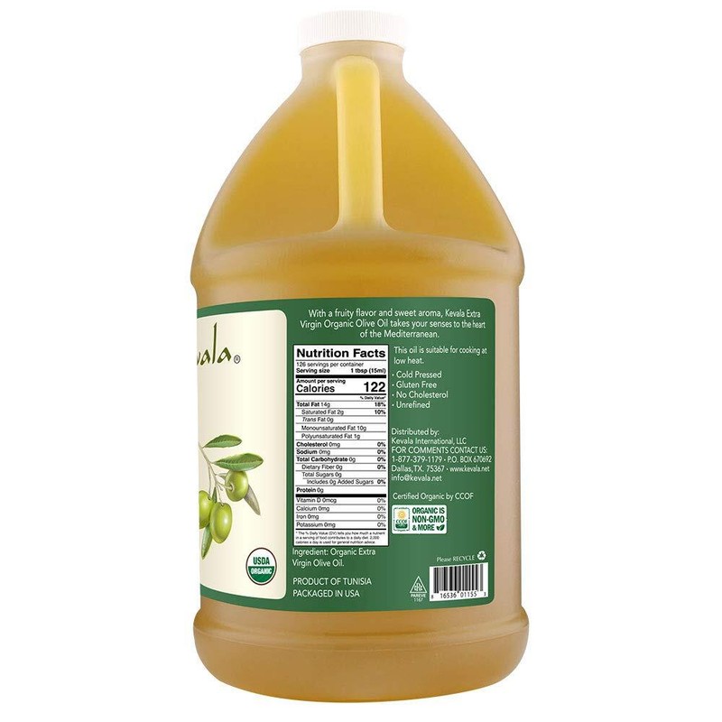Kevala Extra Virgin Organic Olive Oil 64oz Cold Pressed Non-GMO Vegan gallery