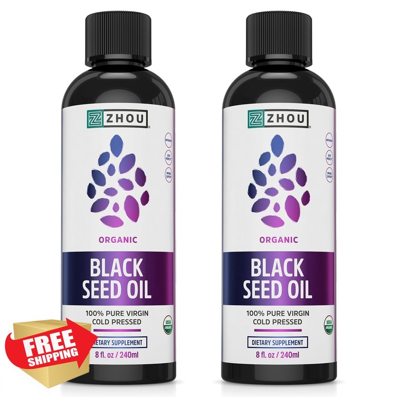 ZHOU Organic Black Seed Oil 8oz 2-Pack Cold Pressed
