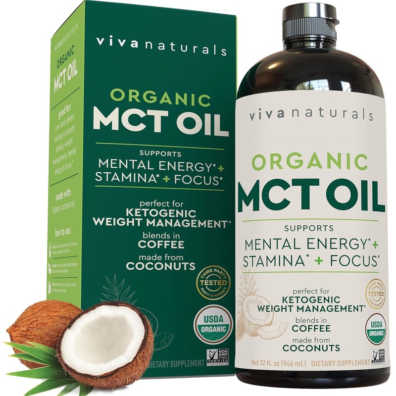Viva Naturals Organic MCT Oil For Keto coffee, Best MCT Oil Suppl…..(32 fl oz)