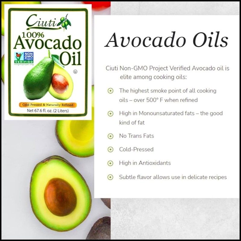 Ciuti, Avocado Oil 100%, 2 Liter High Temperature Cooking Oil, Deep Frying gallery