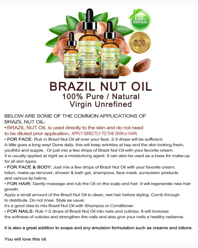 Aromatherapy Brazil Nut Oil 1 Fl Oz - 100% Pure Hydrating Oil for All Skin Types gallery