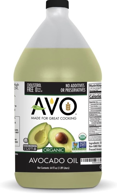 AVO ORGANIC 100% AVOCADO Oil Frying, Baking, Non-Stick Sautéing, 64oz