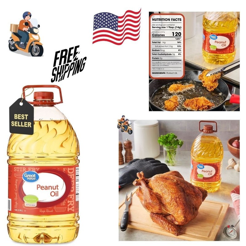 Great Value Peanut Oil 1 Gallon Cooking Frying Oil Heart Healthy Sealed