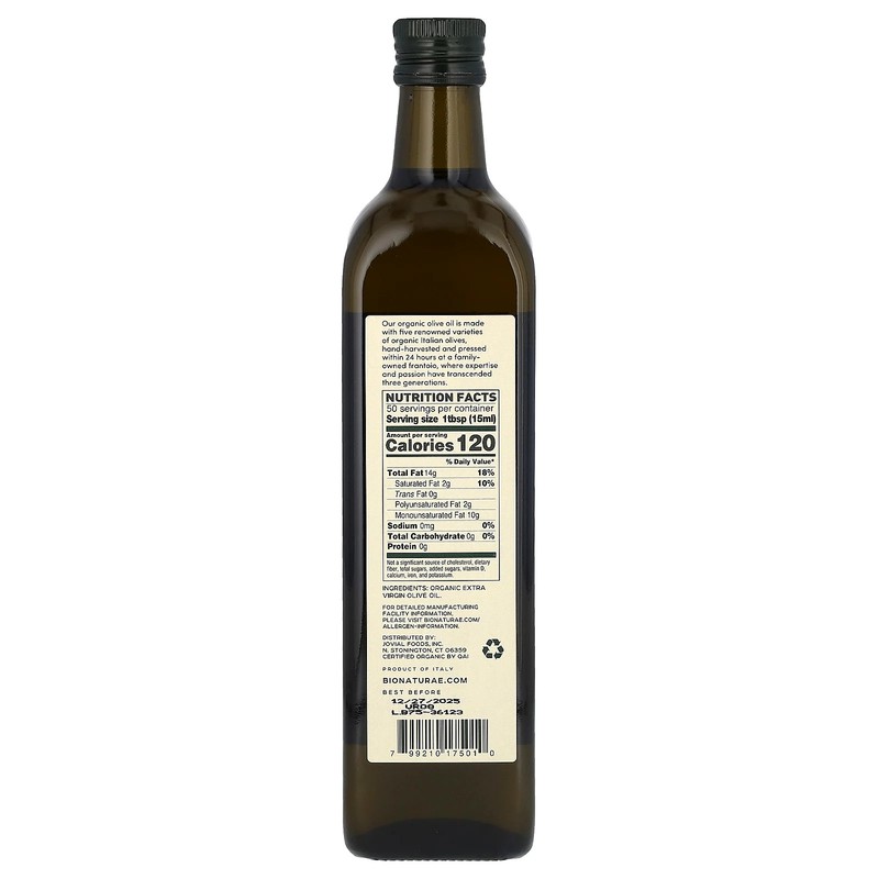 Bionaturae Organic Extra Virgin Olive Oil 25 4 fl oz 750 ml Organic gallery