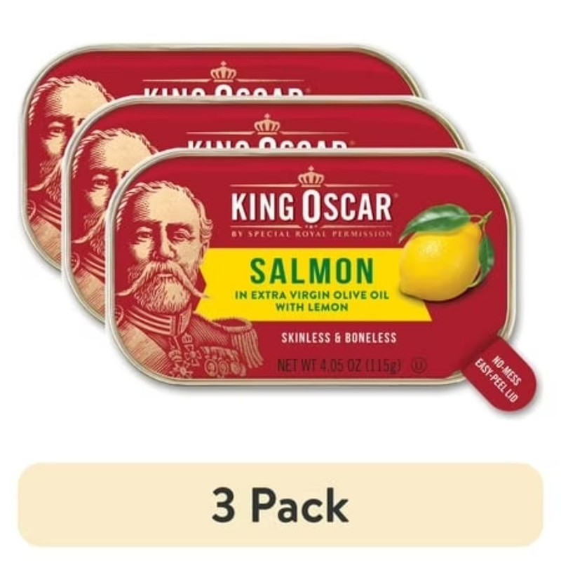 Skinless Boneless Premium Salmon in Olive Oil with Lemon 4.05 oz 3 Pack