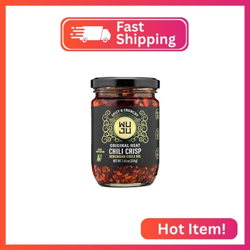 WUJU Chili Crisp Oil – Crunchy Garlic Flakes and Sesame Seeds in Szechuan Chili