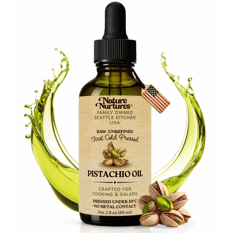 Pistachio Oil for Cooking Raw Unrefined First Cold-Pressed Below 30C Made in USA