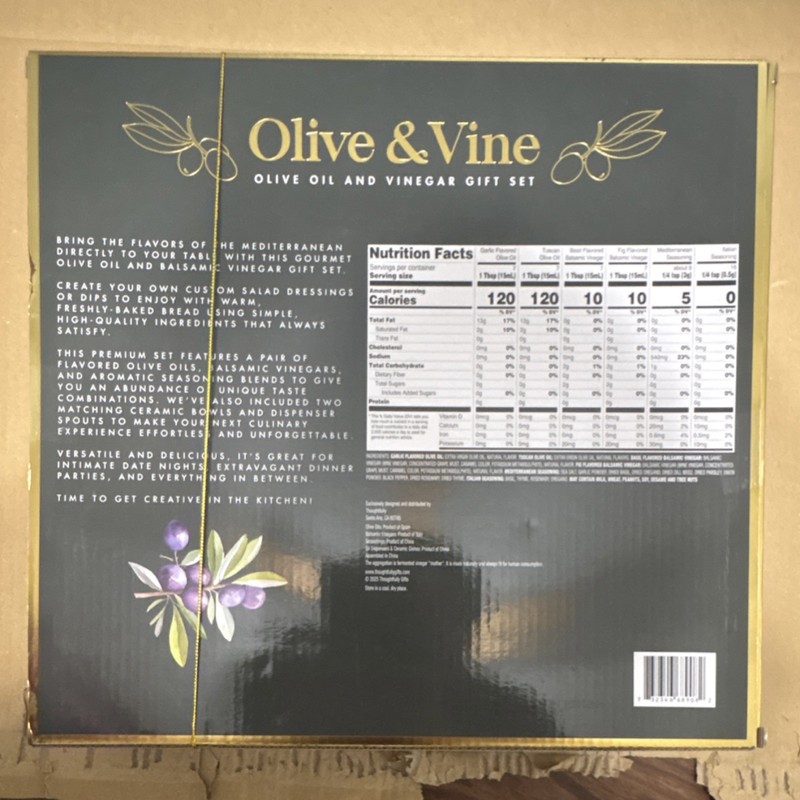 Olive & Vine Olive Oil and Vinegar Gift Set, Mediterranean, 14.4 fl oz