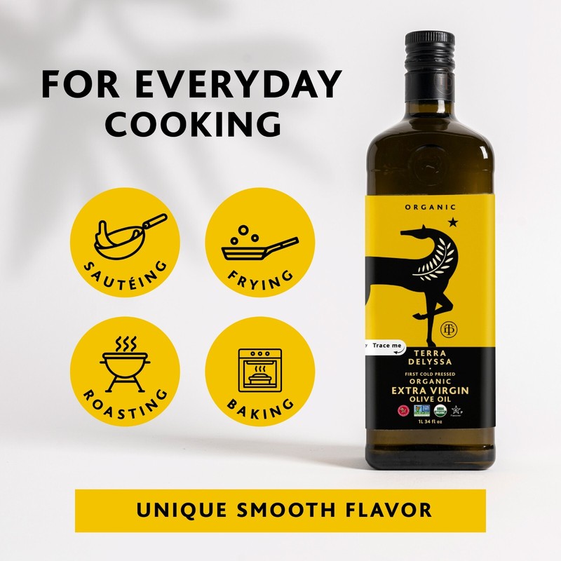 Terra Delyssa Organic Extra Virgin Olive Oil 34 Fl. Oz Glass Gluten-Free Natural gallery