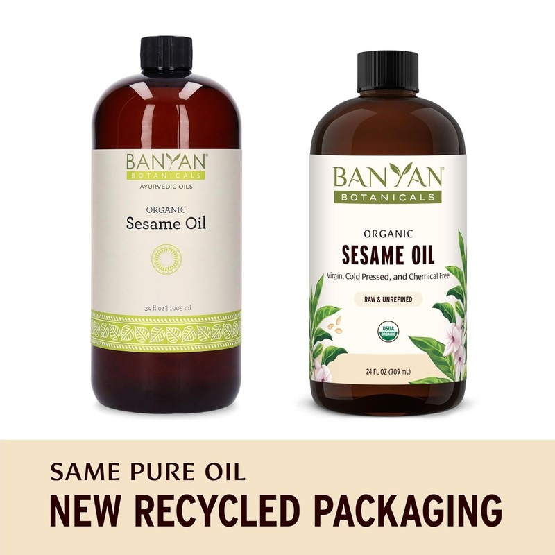 Organic & Unrefined Sesame Oil - 34oz Ayurvedic Beauty Elixir - & Non-GMO gallery