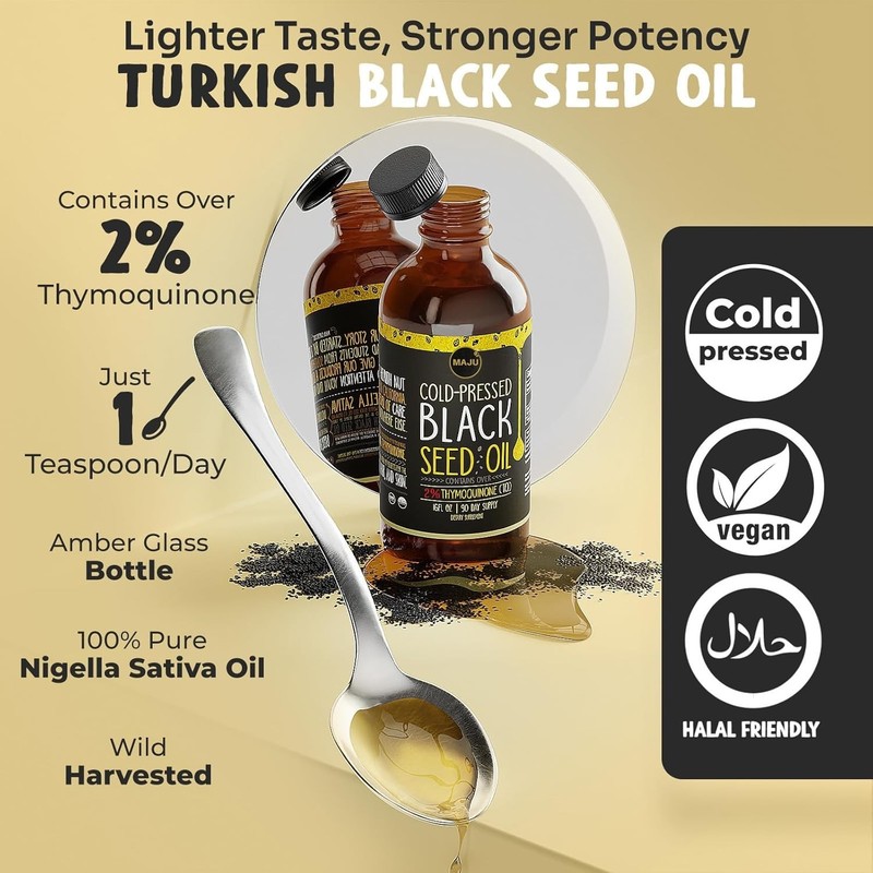 MAJU's Black Seed Oil 16oz: 3X Thymoquinone, Cold Pressed, 100% Turkish Black... gallery