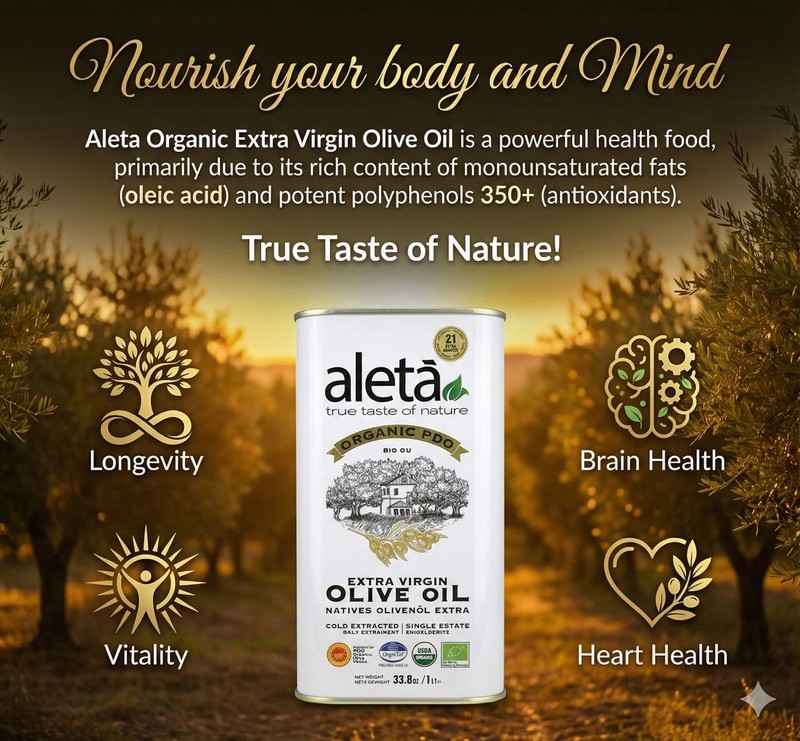 Aleta Farms, Organic & Single Estate Extra Virgin Olive Oil, 1 Lt (33.8 oz.) Tin gallery