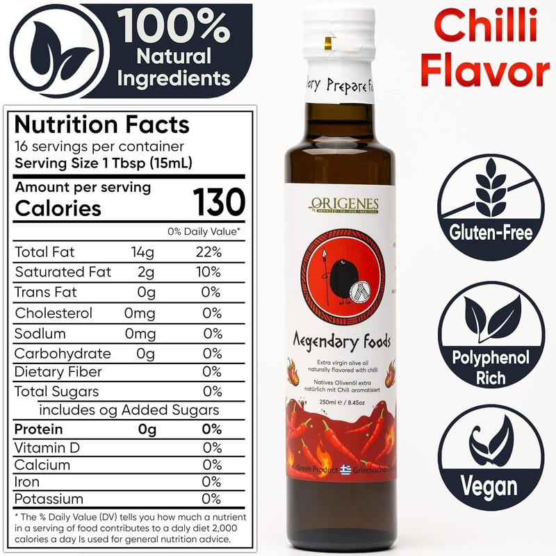 Pack of 2 Extra Virgin Flavored Olive Oil, 1 Bottle Garlic, 1 Bottle Chili In... gallery