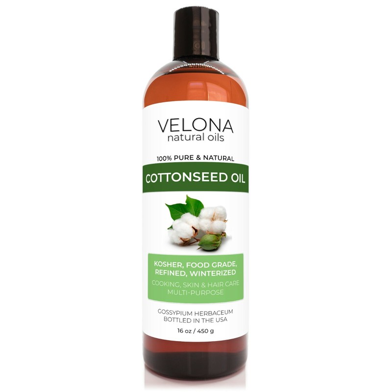 Cottonseed Oil by Velona - 16 oz Refined, Cold pressed | Cooking Dressing Skin