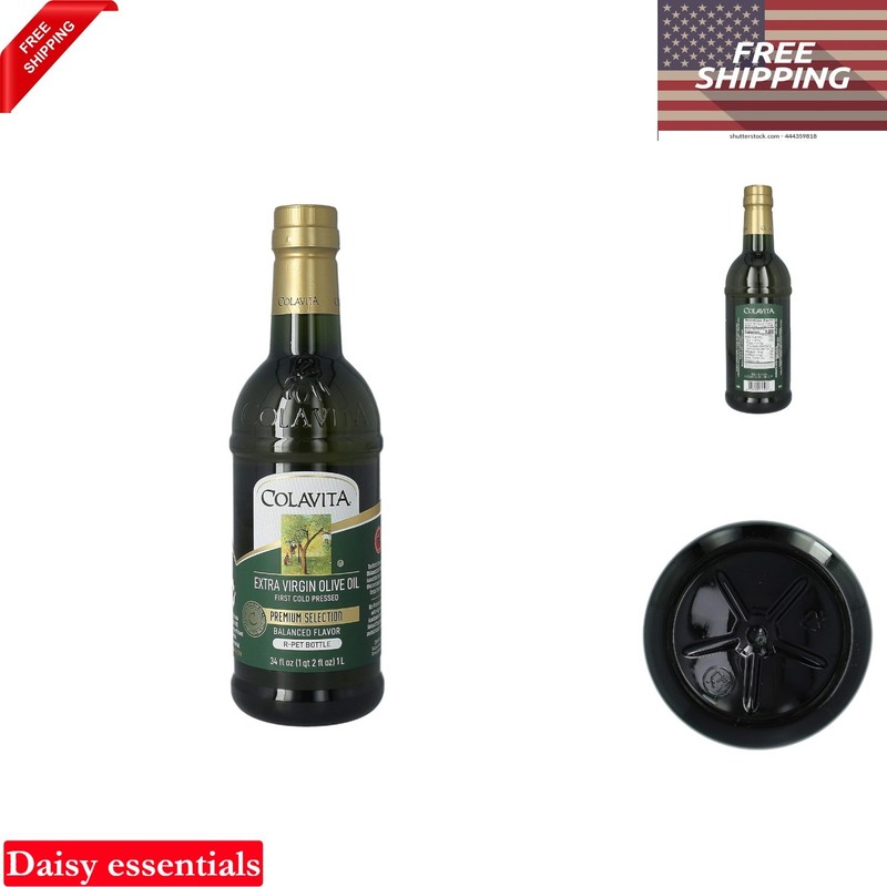 Extra Virgin Olive Oil 34 Oz Bottle Italian Cold Pressed Cooking Oil