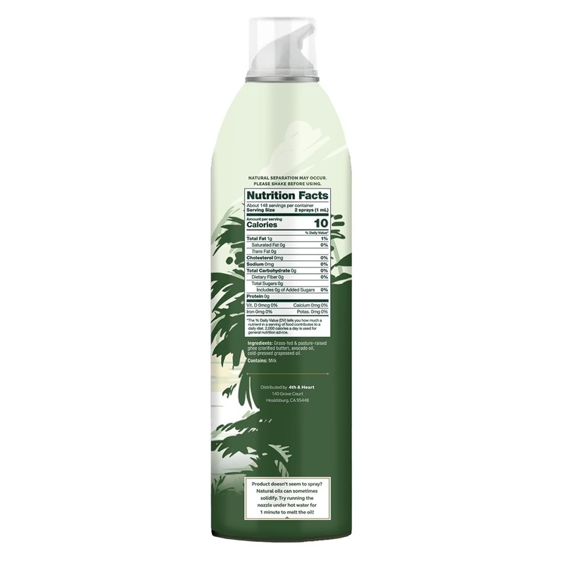 5oz Grass-Fed Ghee Spray Non-Stick Cooking Oil - High Smoke Point 485°F, Pale... gallery