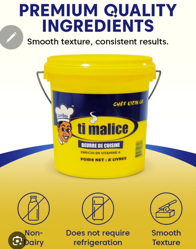 Carribex Ti Malice Beurre de Cuisine Non-Dairy Cooking Oil, Vitamin A, 8 Pounds gallery
