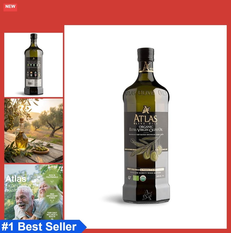 Extra Virgin Olive Oil 1 Liter Cold Pressed Polyphenol Rich Organic Morocco
