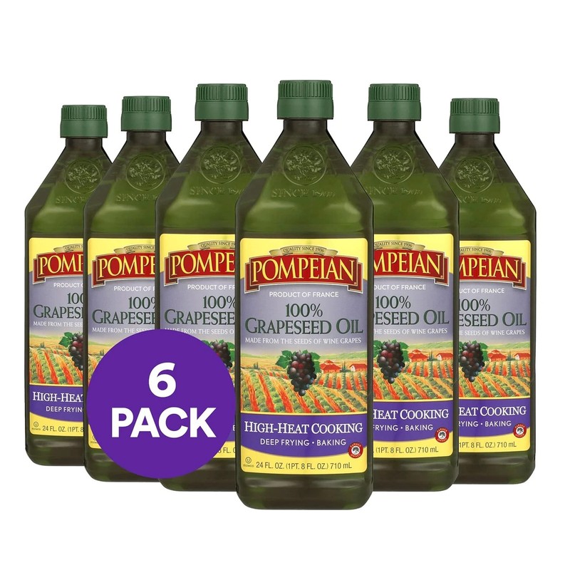 Pompeian 100% Grapeseed Oil Light and Subtle Flavor for High-Heat Pack of 6
