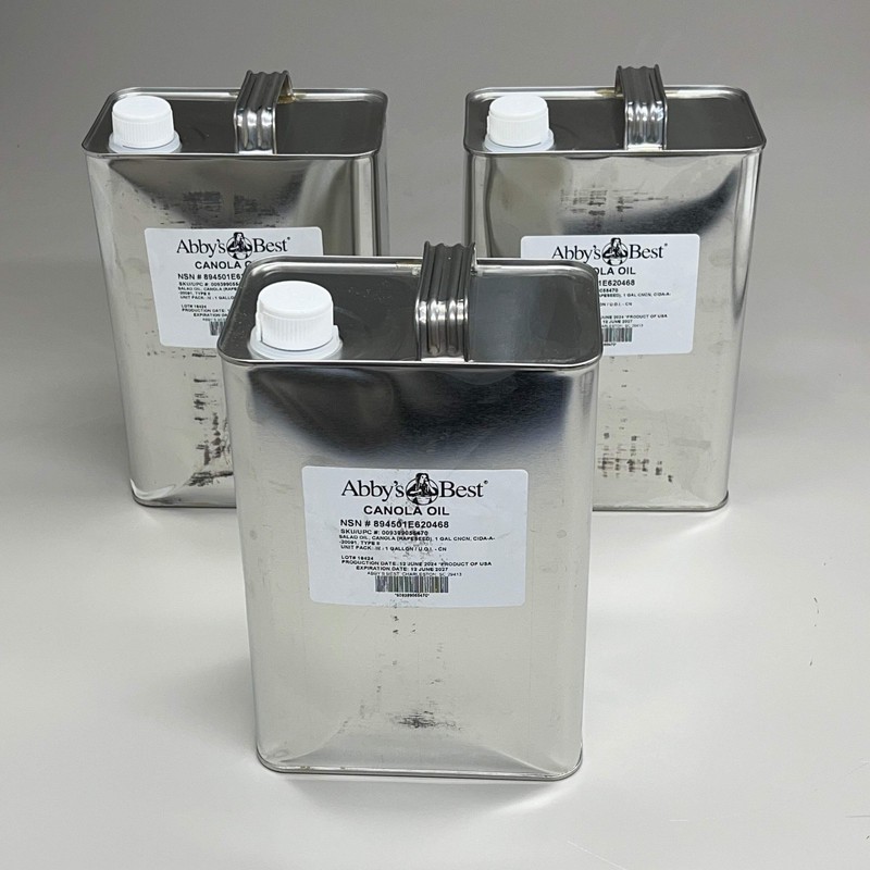 ABBYS BEST (3 PACK) Canola Salad Oil Bulk 1 Gal tin BB 06/27
