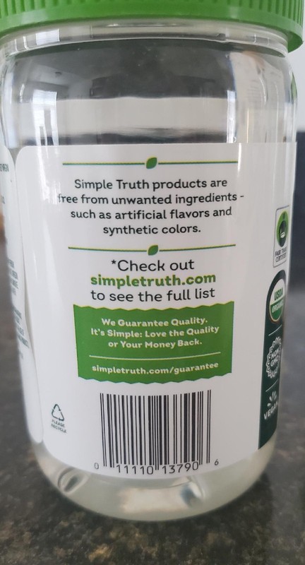 Simple Truth Organic Unrefined Virgin Cold Pressed Coconut Oil, 2 containers gallery