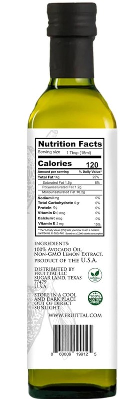 Fruittal Lemon-Infused Avocado Oil 100% Pure, Made in the USA 8.5oz BB 8/27 gallery