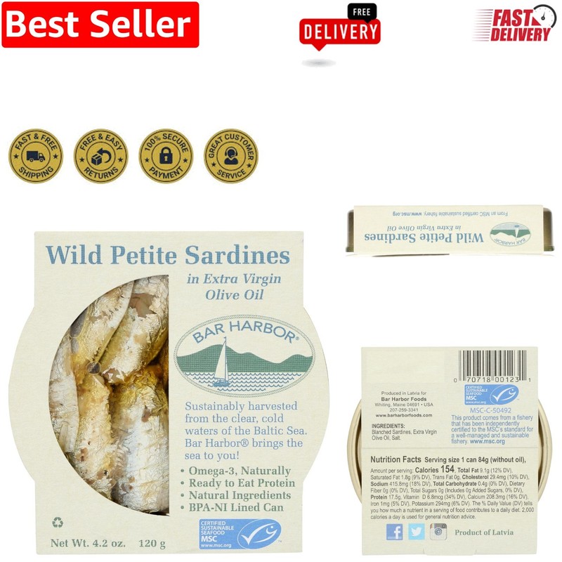 Hand-Packed Wild Sardines in Extra Virgin Olive Oil, 4.2 oz – Kosher Certified