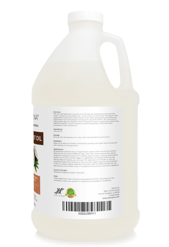 velona Coconut Oil 76 Degree 1 Gallon / 128 Fl Oz | 100% Pure and Natural Car... gallery
