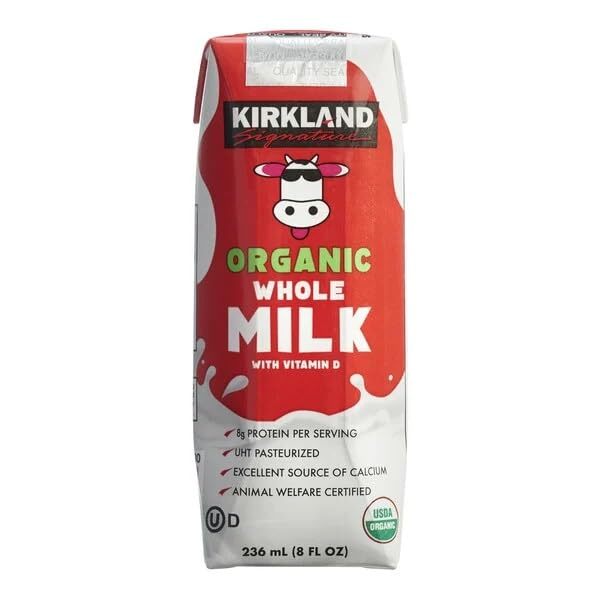 Kirkland Signature Organic Whole Milk, 8 Fluid Ounce (Pack of 18) gallery