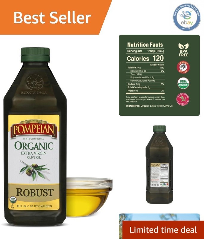 USDA Organic Extra Virgin Olive Oil – First Cold Pressed, 48 FL OZ