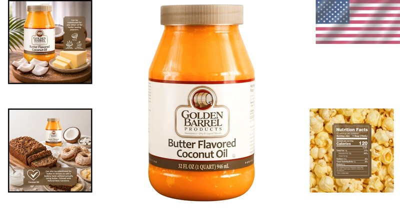32 oz Butter Flavored Coconut Oil - Dairy Free Healthy Substitute for Cooking gallery