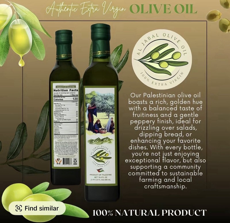 Al Jabal Premium Authentic Palestinian 100% Extra Virgin Olive Oil 500mL