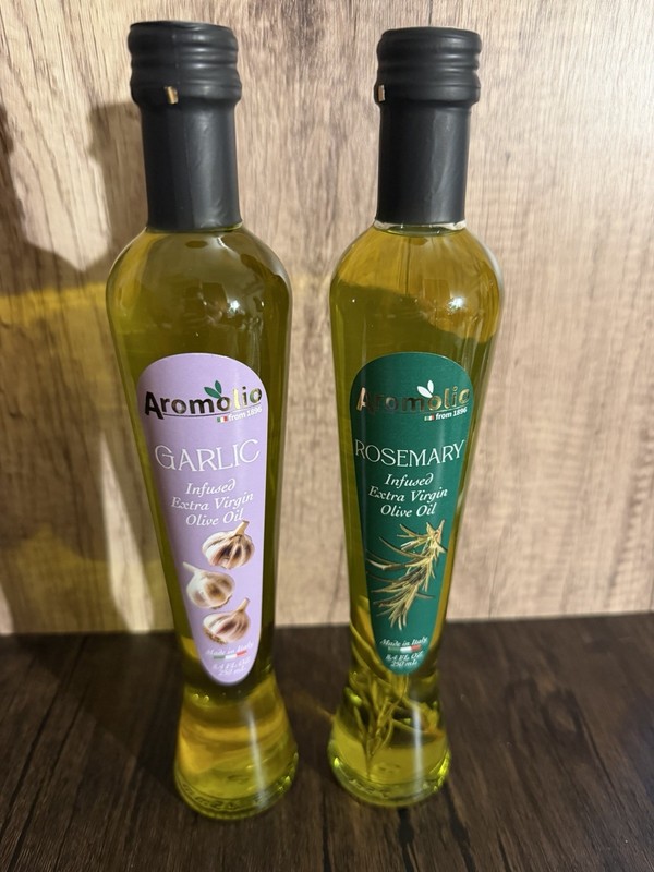 Aromolio Garlic & Rosemary Infused Extra Virgin Olive Oil Set 2x 8.4oz Italy