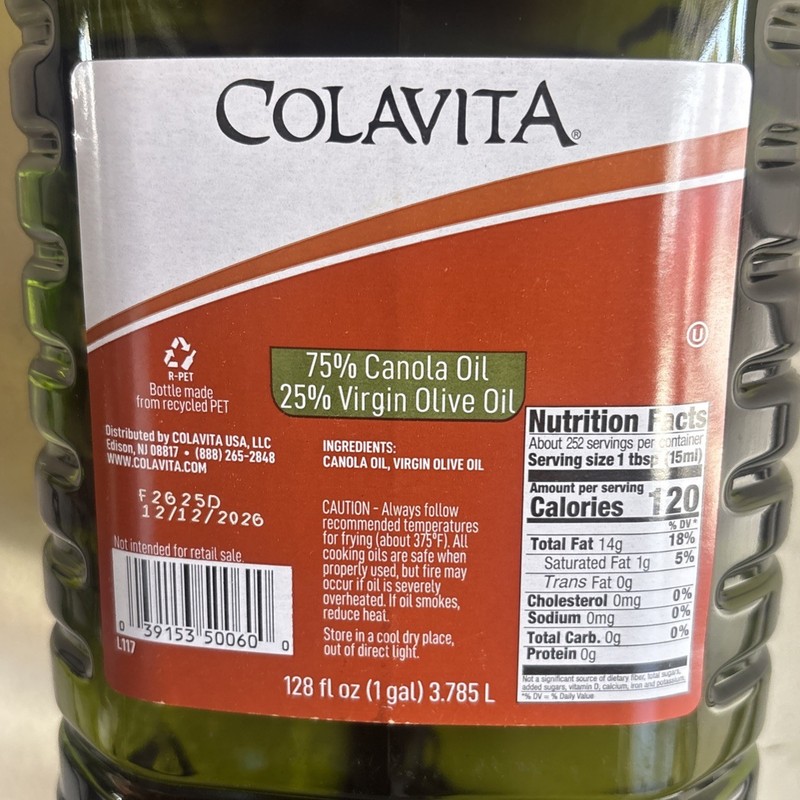Colavita Oil Canola/Virgin Olive 75/25, 1 Gallon gallery