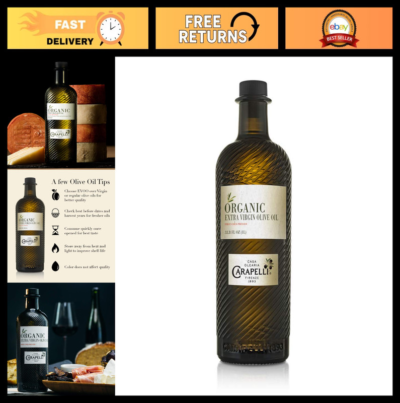 Organic Extra Virgin Olive Oil – Cold-Pressed EVOO, 33.8 Fl Oz (1L) – Healthy Co