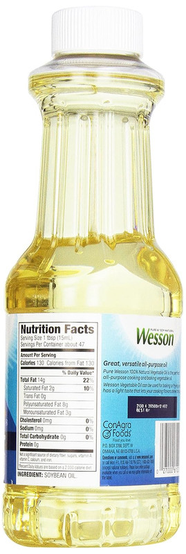 WESSON Pure Vegetable Oil, 0 G Trans Fat, Cholesterol Free, 24 Oz. gallery