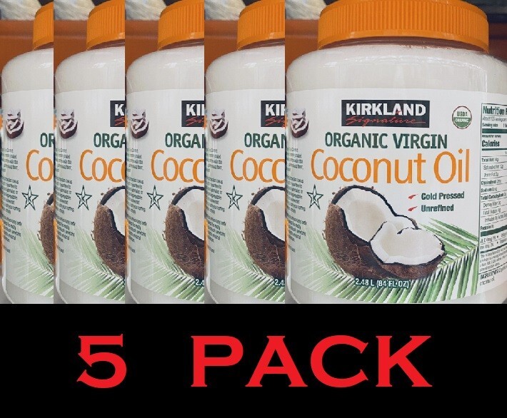 Kirkland 100% USDA Organic Coconut Oil Virgin Cold Pressed Unrefined 84 oz 5 PK