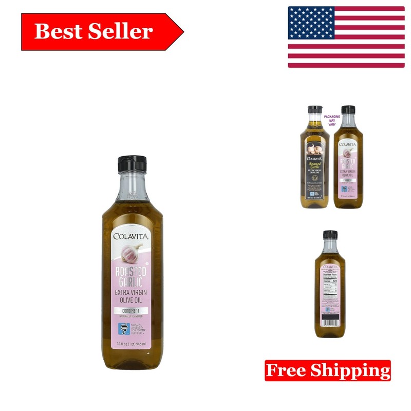 32oz Cholesterol-Free Roasted Garlic Olive Oil – Perfect for Dips and Marinades