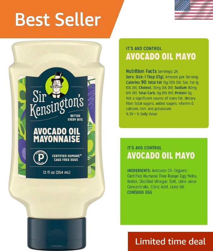 Keto and Paleo Approved Avocado Oil Mayo - Non-GMO, Gluten-Free Delight 12 oz